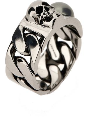 関税送料込♪ALEXANDER MCQUEEN/Sovereign Skull Ring Alexander McQueen Skull Chain Ring | italist