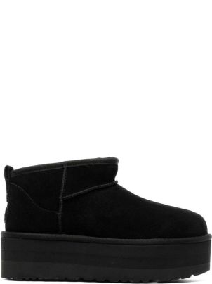 UGG 'ultramini' Black Boots With Platform In Suede Woman
