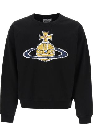 Vivienne Westwood｜CREWNECKS (RAGLAN SWEATSHIRT (3I01000 Time Machine Raglan Sweatshirt in BLACK | Vivienne Westwood®
