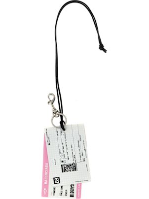 バレンシアガ BALENCIAGA Train Ticket keychain Charm/keychain Train Ticket in White/black/pink | Balenciaga US