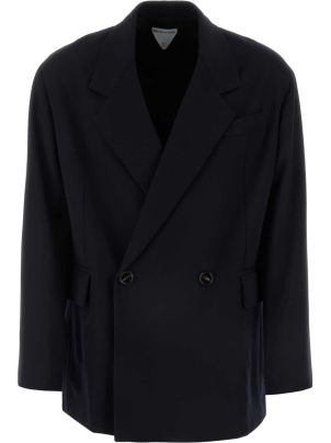 ［25ss新作］Bottega Venata ストライプ ウール ジャケット ブラック/ダークブルーストライプ ウール ジャケット| Bottega