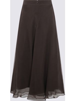 Brunello Cucinelli Dark Brown Silk Skirt | italist