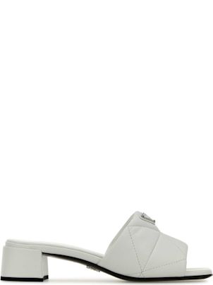 サンダル・ミュール Prada White Nappa Leather Mules Prada Women's Leather Mules, Size 41 EU