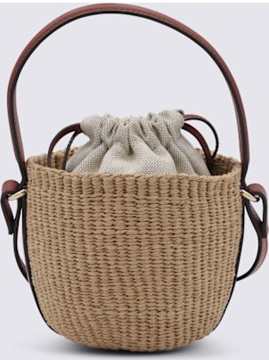 Chloé Brown Raffia Mini Horse Satchel | italist