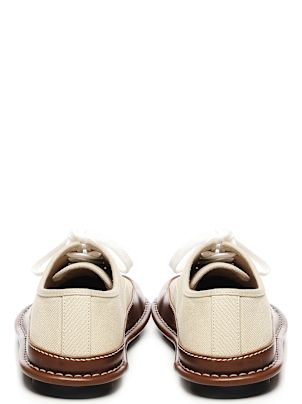 スニーカー LOEWE Beige canvas Bay sneakers (M816282XBC BEIGEBROWN) Bay lace-up in canvas and vegetable-tanned calfskin Beige