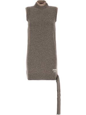 【送料&関税込】Fendi Logo Intarsia-knit Sleeveless Mini Dre Fendi Logo Intarsia-knit Sleeveless Mini Dress | italist