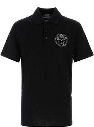 ポロシャツ Versace Black Piquet Polo Shirt 1aa30e237160fbc89f898cdfd5f1bf