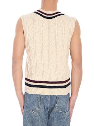 ベスト・ジレ CELINE Triomphe Cashmere Vest with Woven Inlay Celine Triomphe V-neck Cable-knit Vest | italist