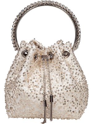 Jimmy Choo Bon Bon Satin Bag With Micro Net And Applied