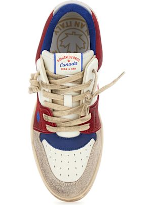 【送料&関税込】Dsquared2 Red Sneakers With Suede Inserts An Dsquared2 Red Sneakers With Suede Inserts And Embossed Logo