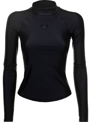 Marine Serre 'second Skin' Black Training Top With Tonal Logo