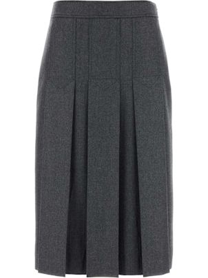 スカート PRADA FW25 Dark grey flannel skirt (P109ZGSOOO11GZ F0480) Slate Gray Pleated flannel skirt | PRADA