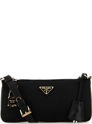 ショルダーバッグ Prada Black Re-Nylon And Leather Crossbody Bag □PRADA プラダ ブリック Re-Nylon xサフィアーノレザー バッグ