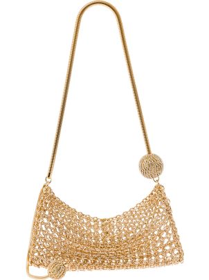 トートバッグ SILVIA GNECCHI SS25 BAMBOO BAG (KZ006 SILVER) Silvia Gnecchi 'Bamboo' Colored Handbag With Metallic Mesh