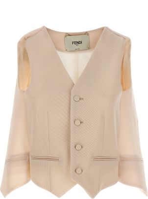 ベスト・ジレ FENDI FW23 Ivory wool vest (FT5984AM3R F1M2A) 2a4f6feea0aaf3a2220757e5624d9c