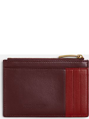 Cassette Card Holder With Zip Madder Brown And Rosewood