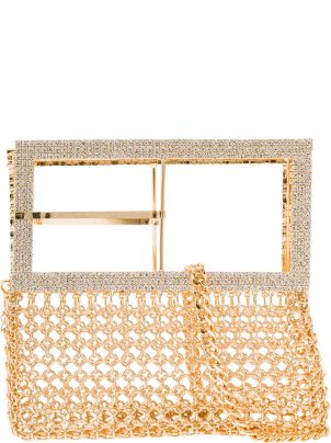 トートバッグ SILVIA GNECCHI SS25 BAMBOO BAG (KZ006 SILVER) Silvia Gnecchi 'Bamboo' Colored Handbag With Metallic Mesh