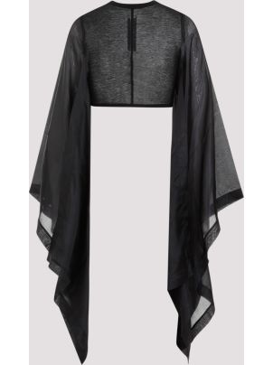 Tシャツ・カットソー RICK OWENS FLAG CROP HABOTAI TOP Rick Owens Flag Crop Habotai Black Cotton Silk Top | ShopSimon
