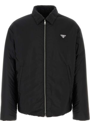 ジャケット Prada Black Re-Nylon Padded Jacket Re-Nylon belted padded jacket in black - Prada | Mytheresa