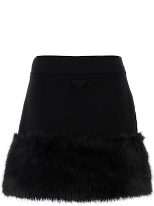 ミニスカート PRADA SS25 Black wool mini skirt (P138XGSOOO477 F0002) Miniskirt in Wool and Crinoline PRADA | Blondie Shop