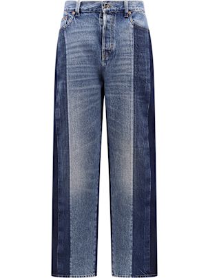 GUCCI Patchwork denim jeans with gucci rosso ancora デニム Patchwork Denim Jeans With Gucci Rosso Ancora | italist