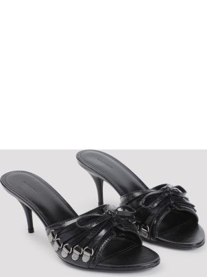 Balenciaga Black Leather Cagole Mules | italist