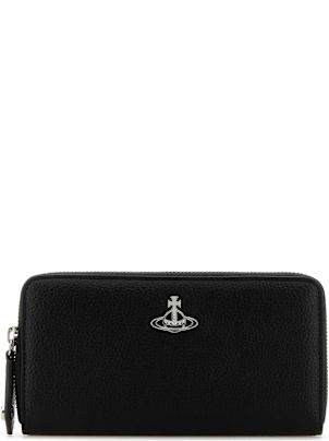 【送料&関税込】Vivienne Westwood Printed Synthetic Leather Vegan leather wallet Vivienne Westwood Black in Vegan