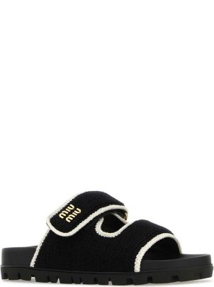 Miu Miu Black Crochet Slippers | italist