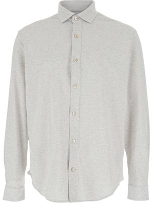 [ELEVENTY] コットン Tシャツ グレー Eleventy Grey Shirt With Classic Collar In Cotton Man