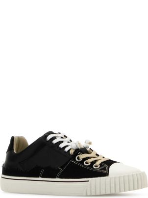 スニーカー Maison Margiela Black Leather And Canvas New Evolution Sneak Maison Margiela Black Leather And Canvas New Evolution