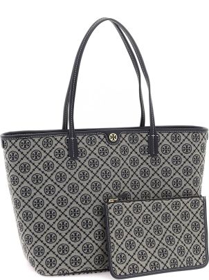 Tory Burch☆T モノグラムジャカード ジップトート♪【送料込】 Tモノグラム ジャカード ミニトート（ショルダーバッグ）｜TORY