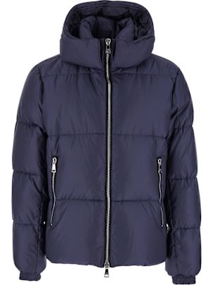 TATRAS 'grami' Blue Down Jacket With Hood And Logo Patch In
