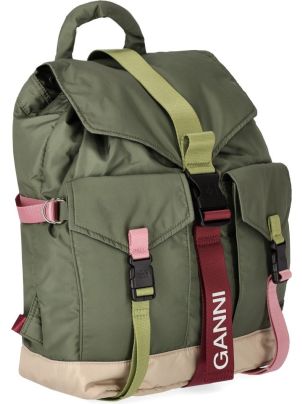GANNI リュックバッグ　グリーン Ganni Tech Military Green Backpack | italist