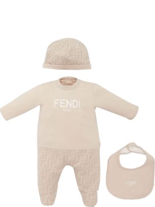 Fendi Baby Boy EID Beige White Check Cashmere Sweater Pants