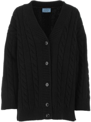 【送料&関税込】Prada Black Wool Blend Cardigan Prada Black Wool Blend Oversize Cardigan | italist