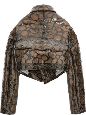 ダウンジャケット・コート COMME DES GARCONS Floral PVC cropped jacket Gray Comme Des Garçons Floral Pvc Cropped Jacket In Multi | ModeSens