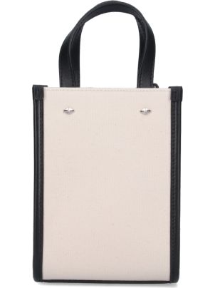ハンドバッグ JIMMY CHOO CHOO MINI CANVAS AND LEATHER BAG JIMMY CHOO Jimmy Choo Mini N S Tote Bag Natural Black Canvas