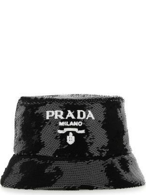 Prada Black Sequins Bucket Hat | italist