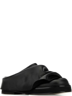サンダル・ミュール THE ATTICO Black leather Mini Robin slippers THE ATTICO Mini Robin gathered leather mules | NET-A-PORTER