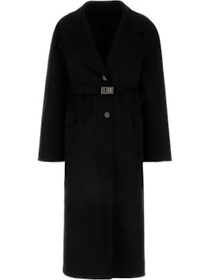 コート FERRAGAMO SS25 Black wool blend coat (13G412780948 NERO) Ferragamo Black Wool Blend Coat | italist