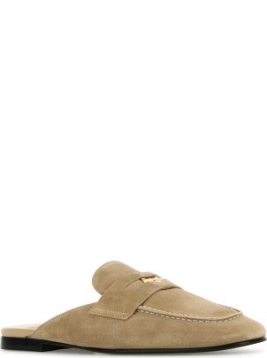 【関税&送料込】Miu Miu Caramel Suede Slippers Miu Miu Beige Suede Slippers | italist