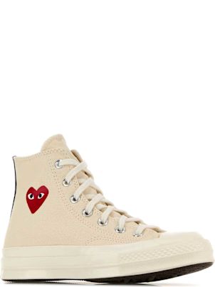 スニーカー PLAY COMME des GARCONS Ivory canvas sneakers (P1K126 WHITE) Comme des Garçons Play Ivory Canvas Comme Des Garã§ons X
