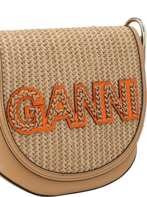 ★Ganni★ Banner Saddle Raffia Crossbody Bag Beige A4737895 Ganni 'banner Saddle Raffia' Crossbody Bag | italist, ALWAYS