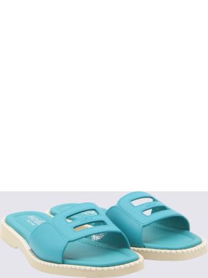 Hogan Turquoise Leather H638 Flat Sandals | italist, ALWAYS