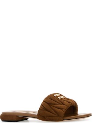 【関税&送料込】Miu Miu Caramel Suede Slippers Miu Miu Caramel Suede Slippers | italist
