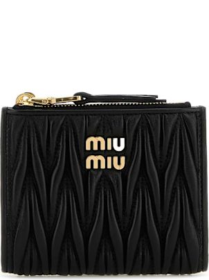 小物 MIU MIU Black Leather Wallet coin case MIU MIU Black Leather Wallet coin case