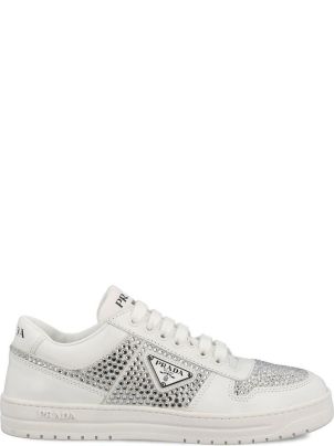 Prada Downtown perforated leather sneakers for Women - White in UAE | Level  Shoes