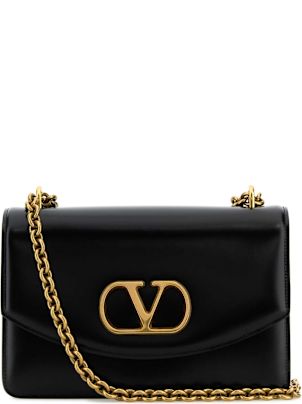 Valentino Garavani Black Leather Vain Shoulder Bag | italist