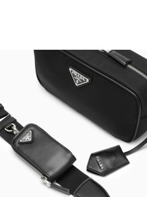 NEW Prada Black Saffiano Leather Bandoliera Camera Messenger Bag AUTHENTIC