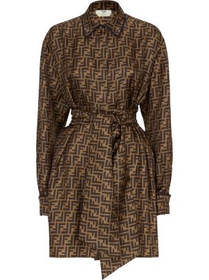 【関税&送料込】Fendi Light-Blue Silk Blend Shirt Dress Fendi - Silk shirtdress blue - The Corner